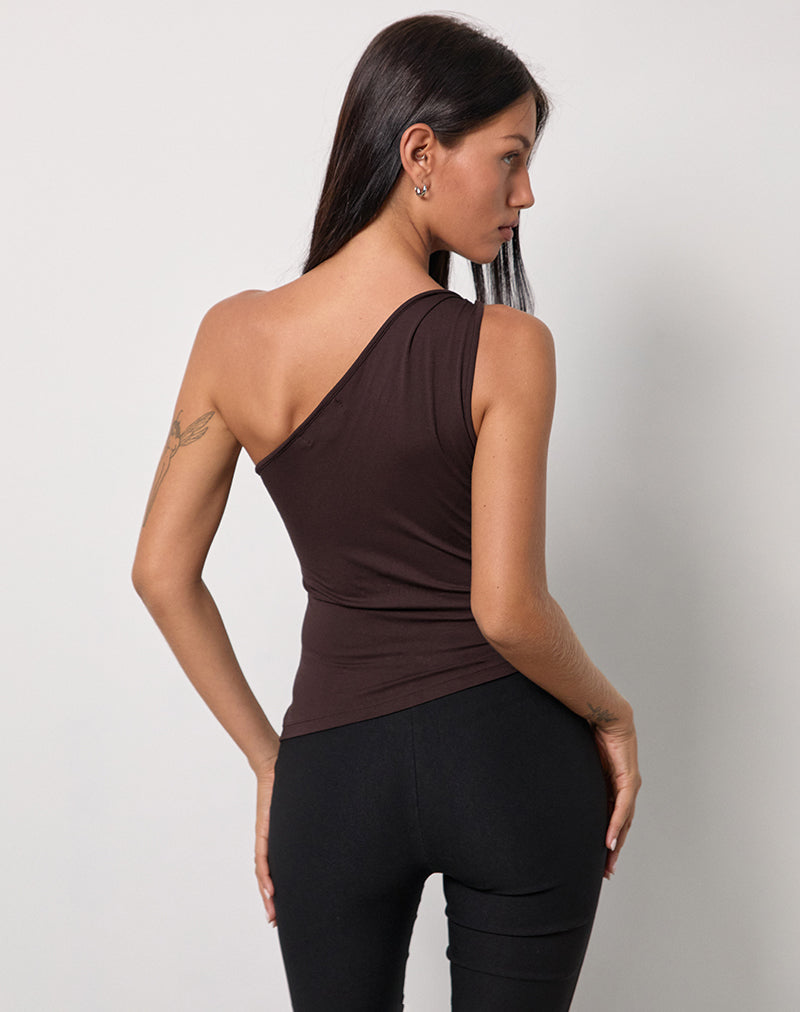 Immagine di Idra Top asimmetrico in jersey di rayon Cioccolato amaro
