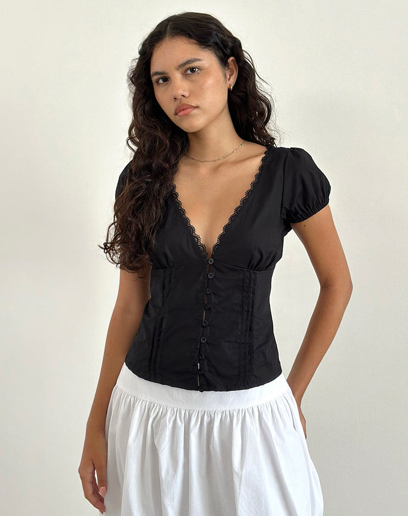 Immagine di Ilias - Top con corsetto in popeline nero