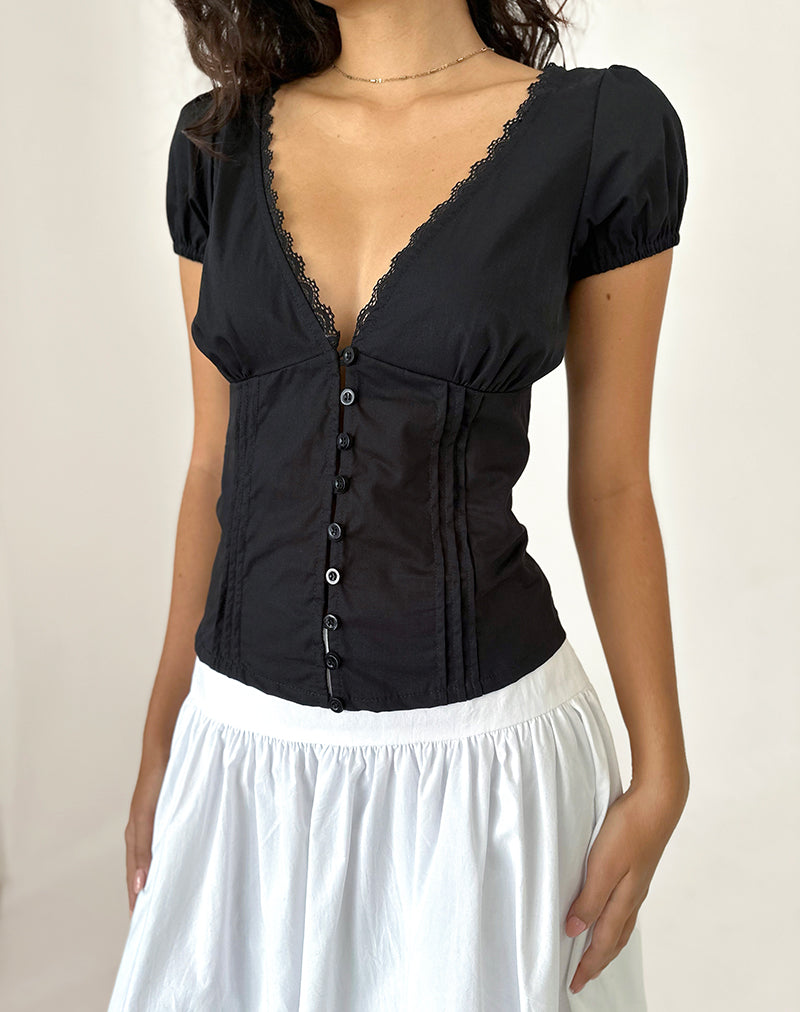 Immagine di Ilias - Top con corsetto in popeline nero