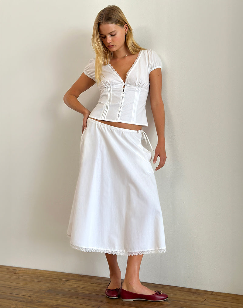 Top corsetto Ilias in popeline bianco