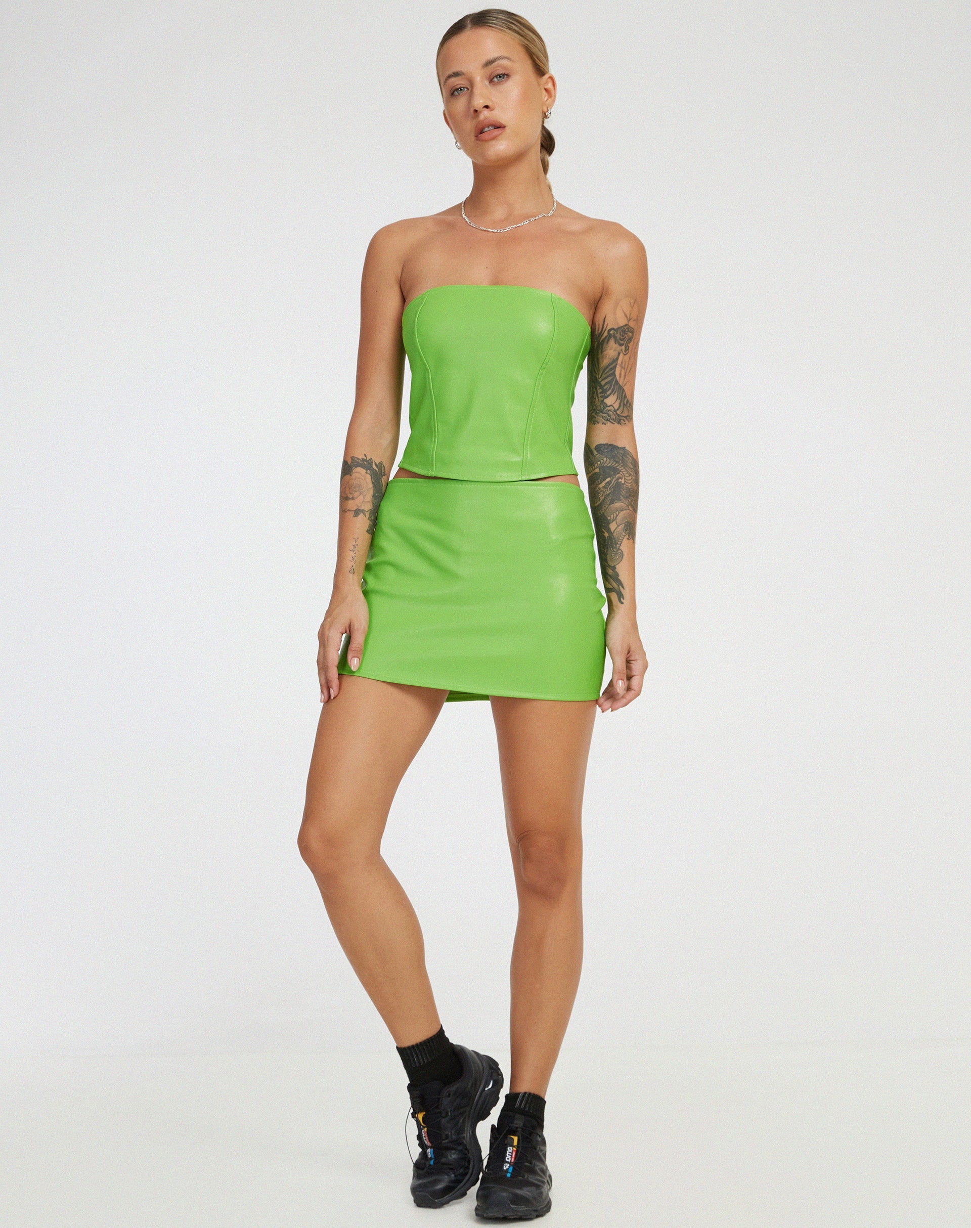 immagine di Ima Mini Skirt in PU Verde Neon