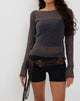 Immagine di Imelda Fine Open Knit Long Sleeve Top in Dark Charcoal