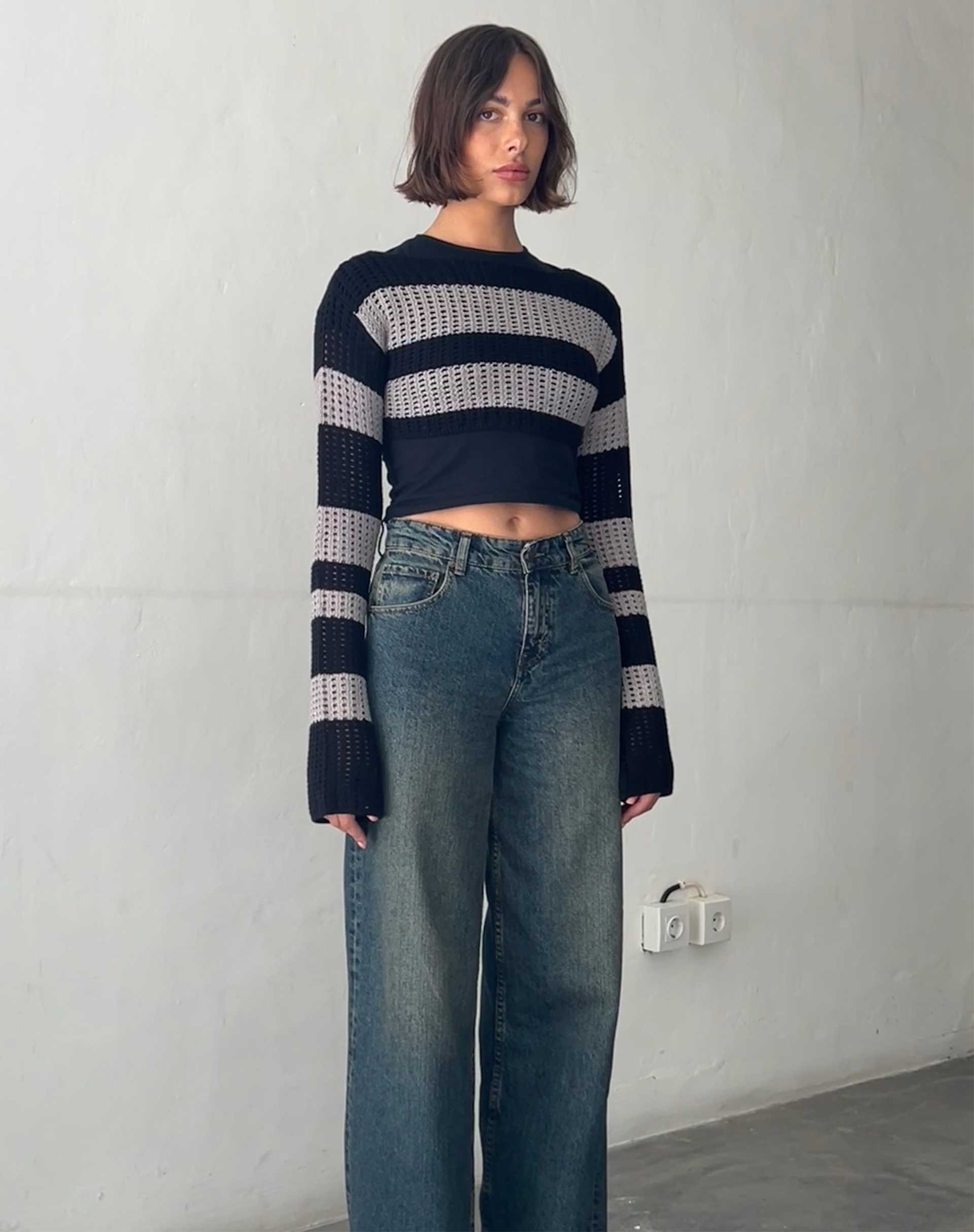 Immagine di Ozzy Bolero Top in Nero Grigio