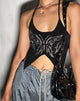 immagine di Buhal Crop Top con farfalla nera e diamante