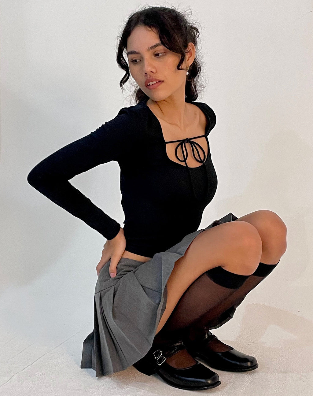 Top a maniche lunghe Olno in nero