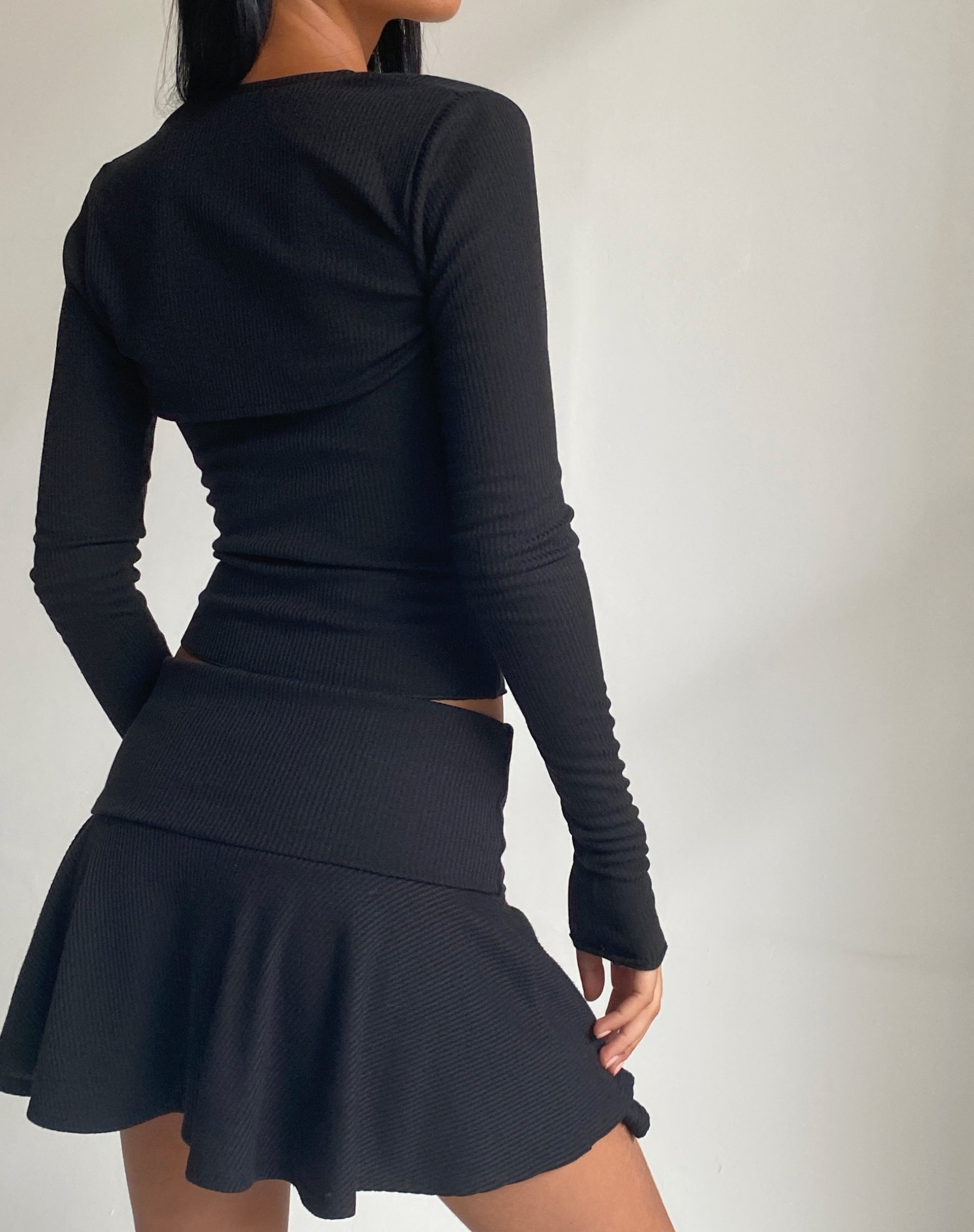 Immagine di Orla Micro Mini Gonna a costine in nero
