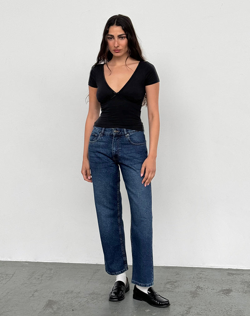 Immagine dei jeans a vita bassa Awkward Parallel in Mid Blue Used