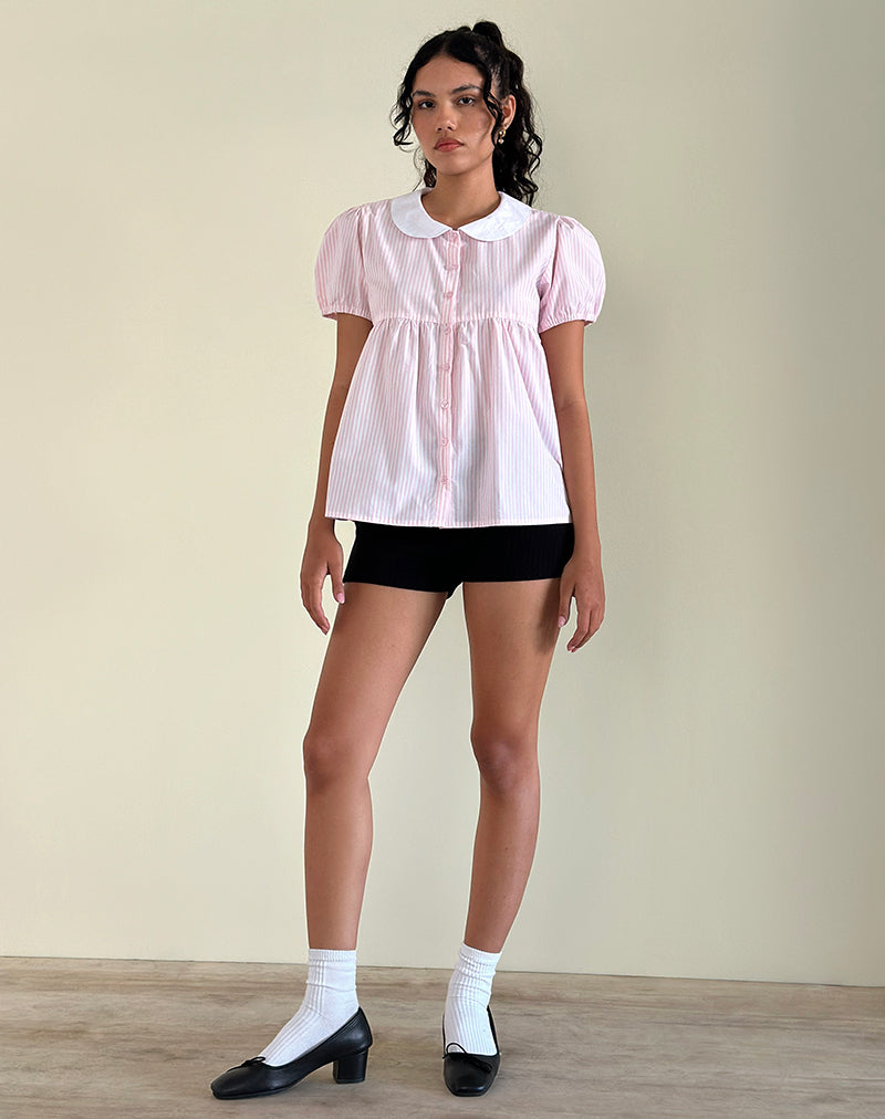 Immagine di Immy Top a righe piccole verticali rosa confetto
