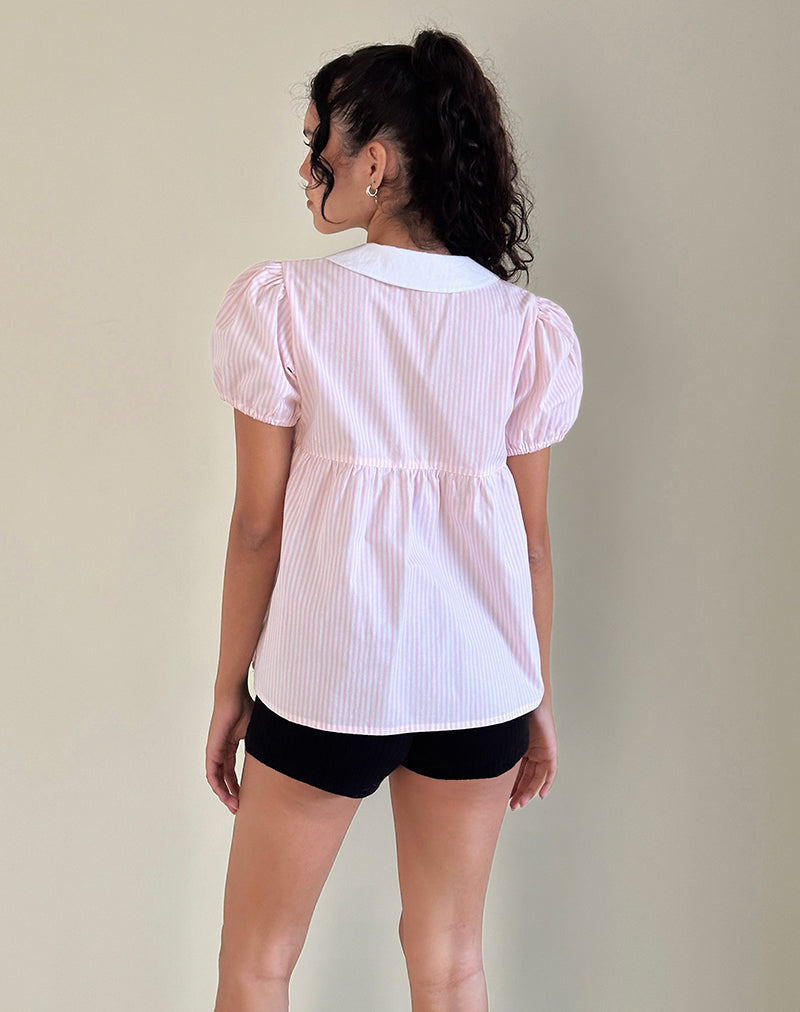 Immagine di Immy Top a righe piccole verticali rosa confetto