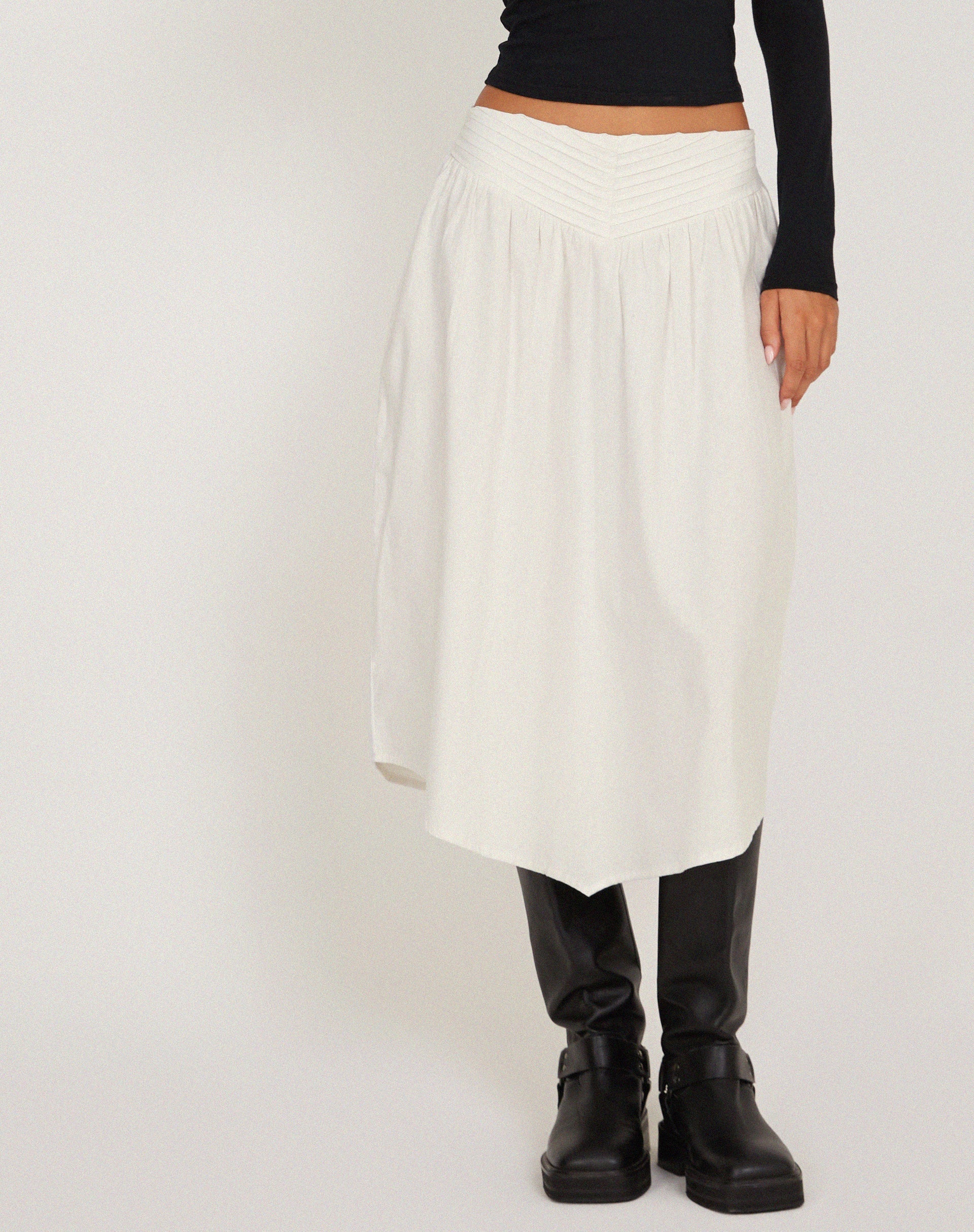Immagine di India Midi Skirt in Popeline Bianco