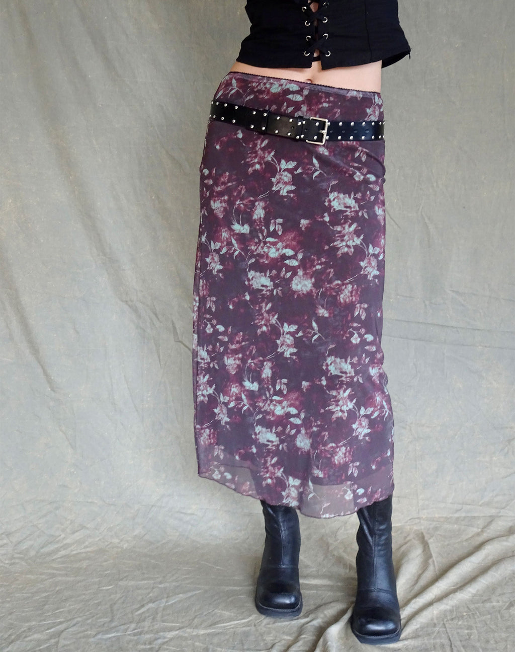 Maxi gonna Lassie in marrone floreale botanico