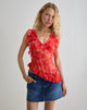 Immagine di Iravela Asym Top in chiffon paisley rosso
