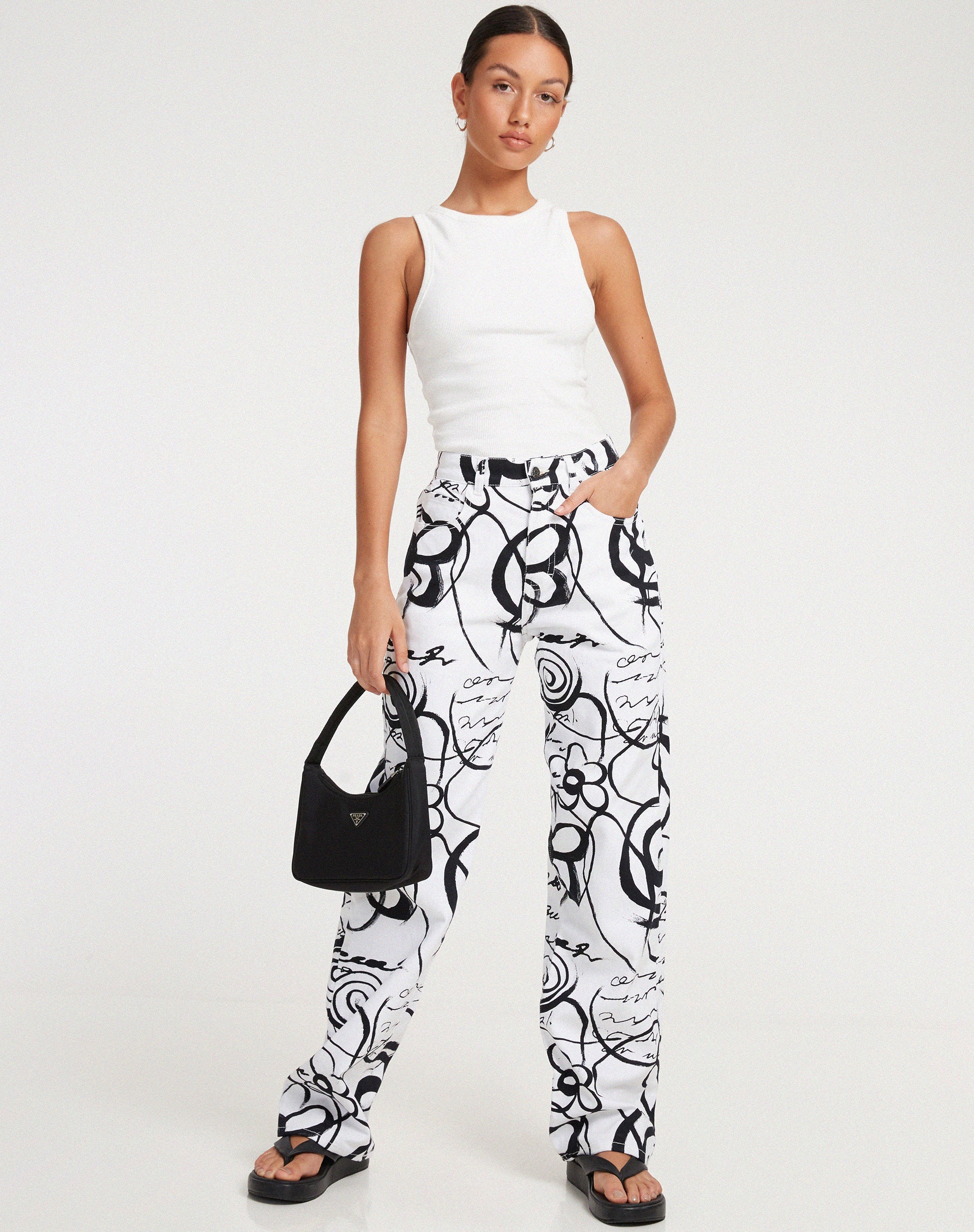 immagine di Parallel Jeans in Mono Doodle bianco e nero