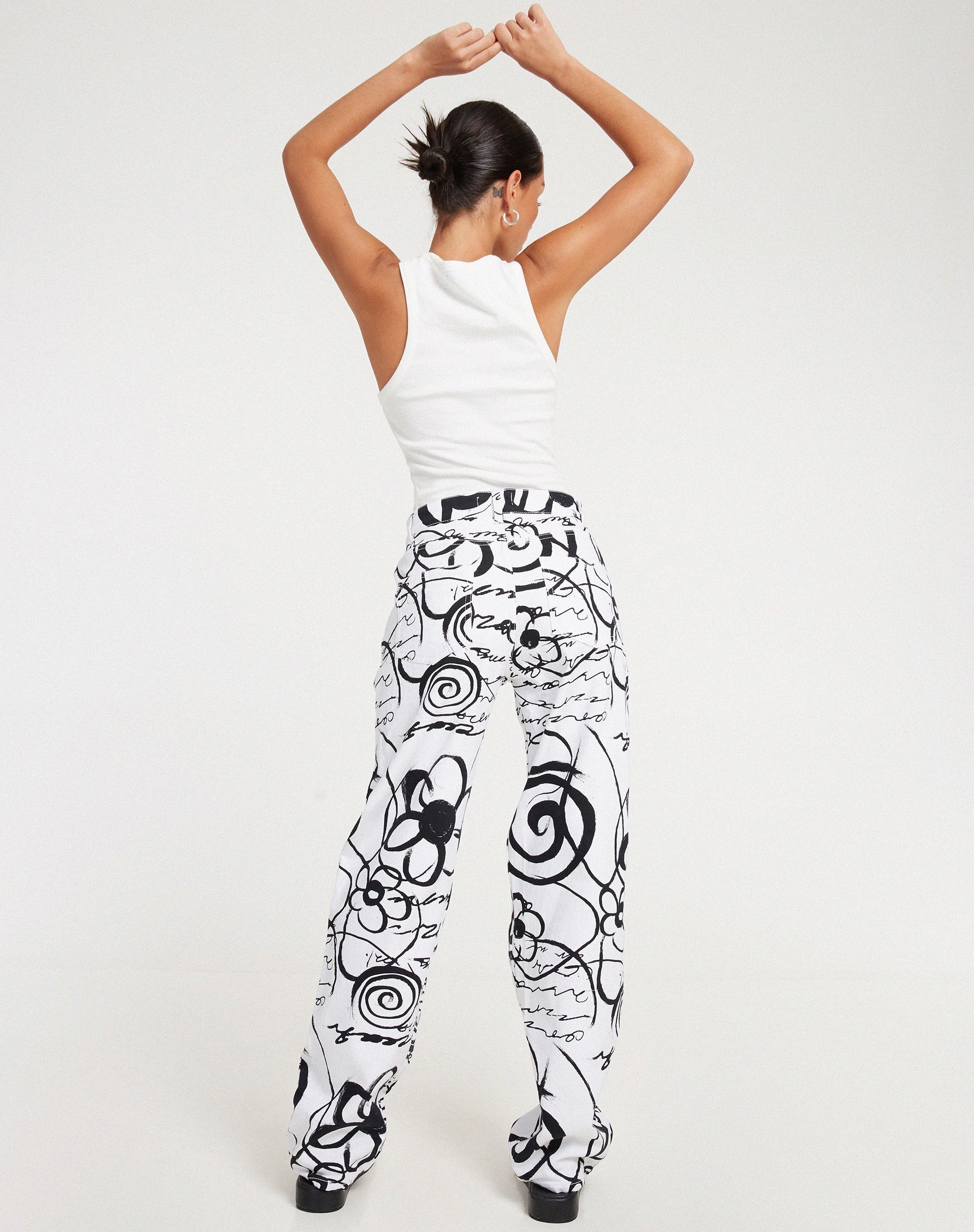 immagine di Parallel Jeans in Mono Doodle bianco e nero