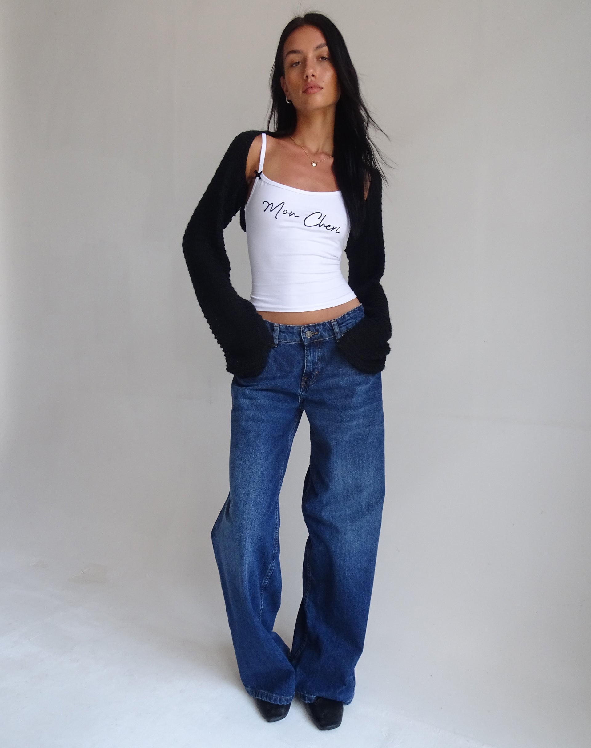 Immagine di Isa Gilet Top in bianco con ricamo Mon Cheri
