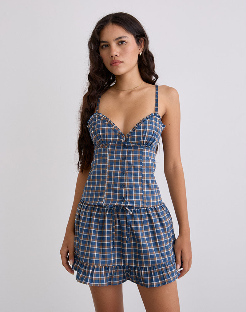 Immagine di Isamu Top in Tartan Blu Medio