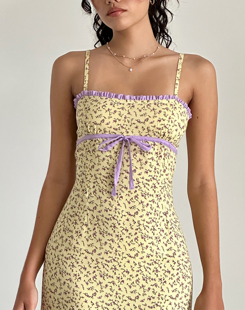 Isaure - Vestito midi a fiori giallo
