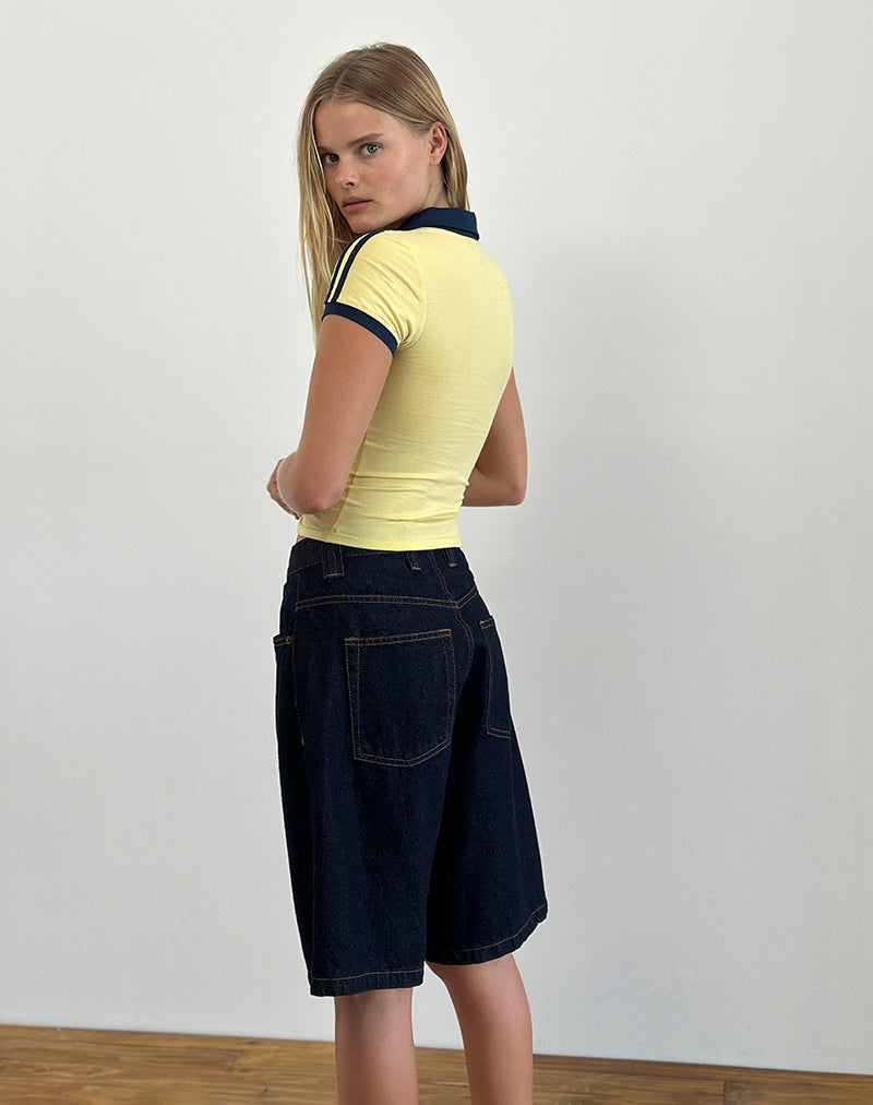 Immagine di Isda Top in Lemonade con rilegatura in blu scuro e logo M Emb