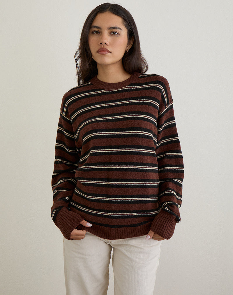 Maglione Ishari a righe marrone Multi