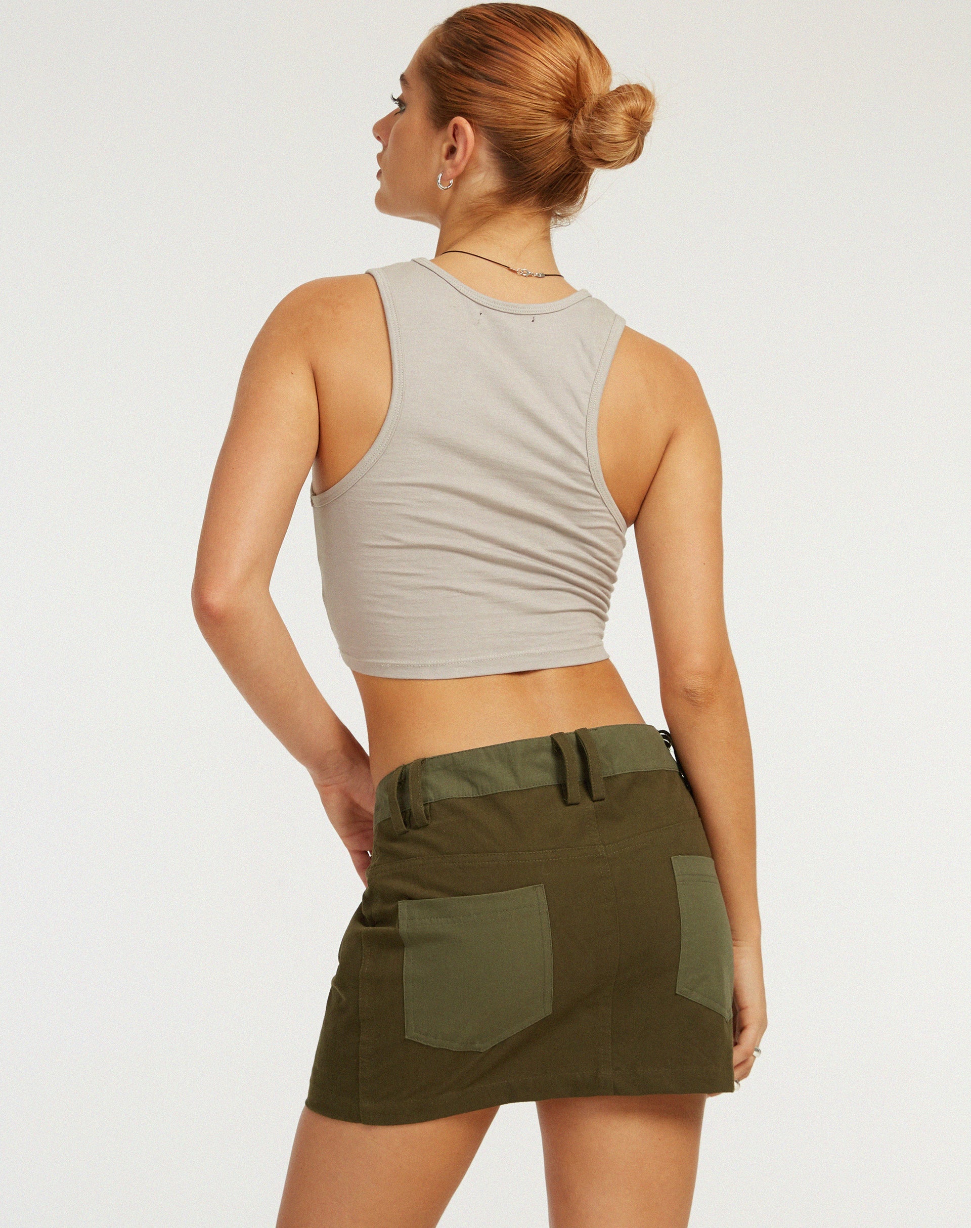 immagine di Ivette Mini Skirt in Dark Olive Khaki
