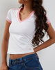 immagine di Izolde Tee in bianco con ricamo M rosa