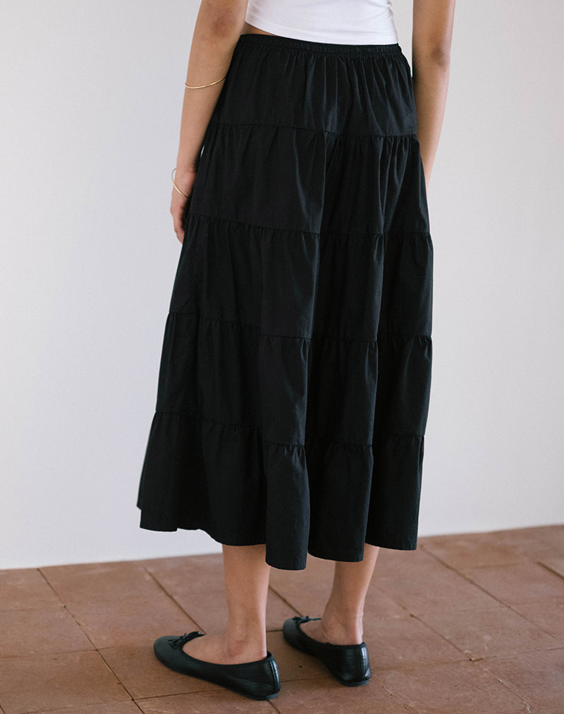 immagine di Izumi Gonna midi a pieghe in popeline nero