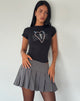 Immagine di Izzy Lace Trim Tee in nero con motivo a cuore in pizzo