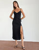 immagine di Jacy Ruffle Midi Dress in maglia nera