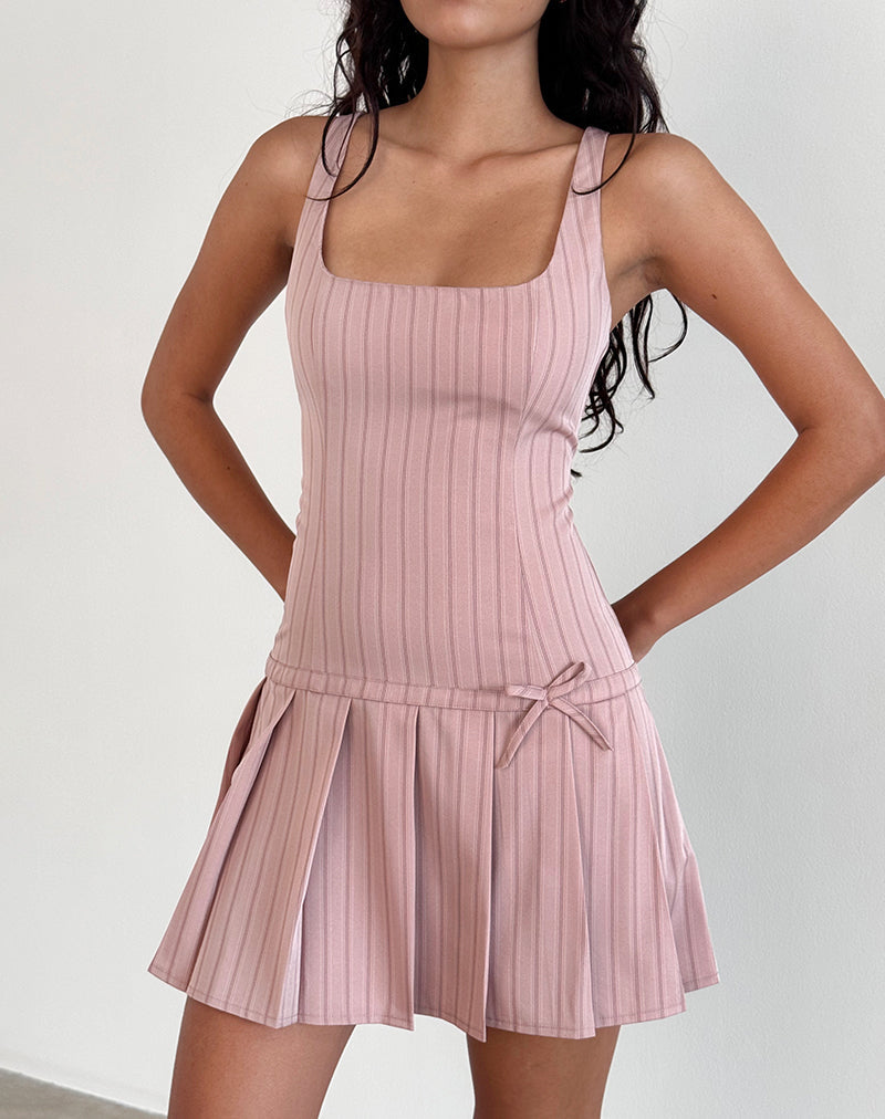 Immagine di Jadzia - Mini abito a vita bassa in gessato Blush
