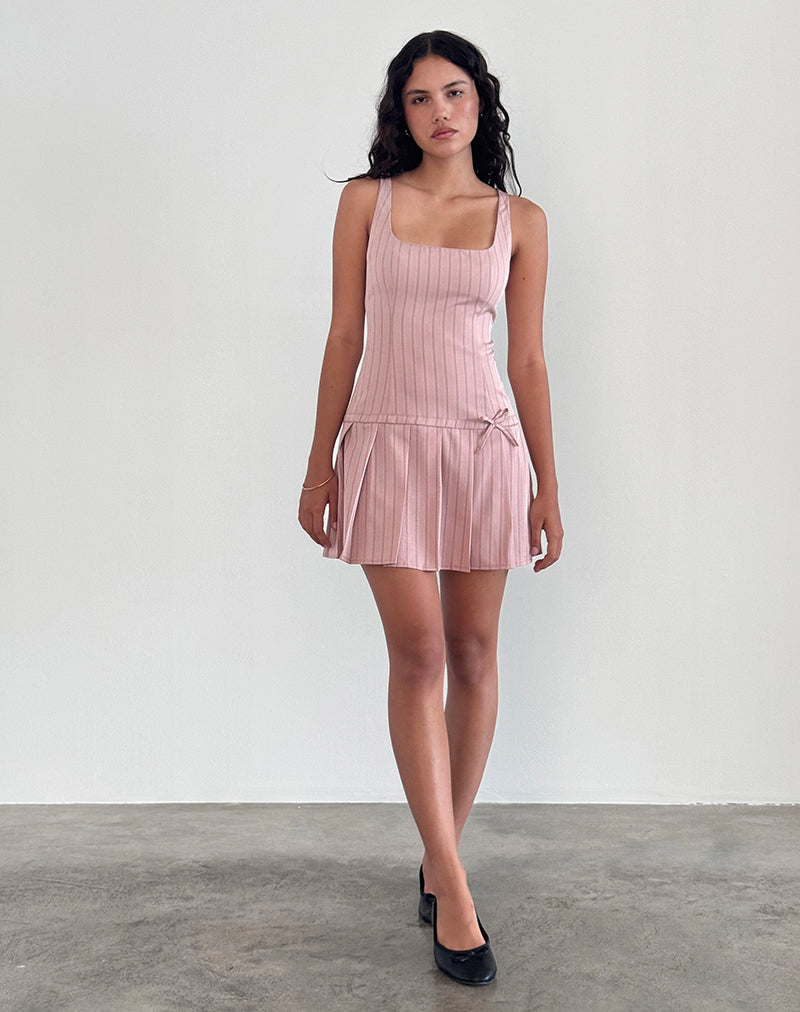 Immagine di Jadzia - Mini abito a vita bassa in gessato Blush