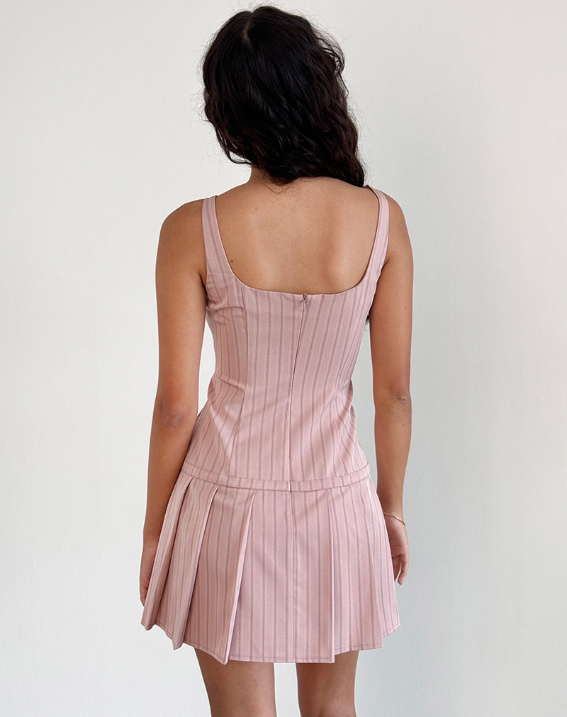 Immagine di Jadzia - Mini abito a vita bassa in gessato Blush