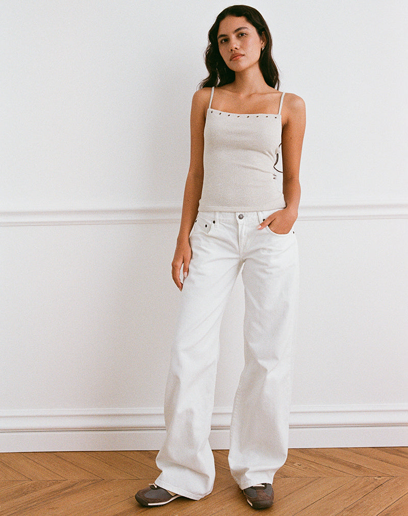 Immagine di Jalari Eyelet Cami Top in maglia Oatmeal