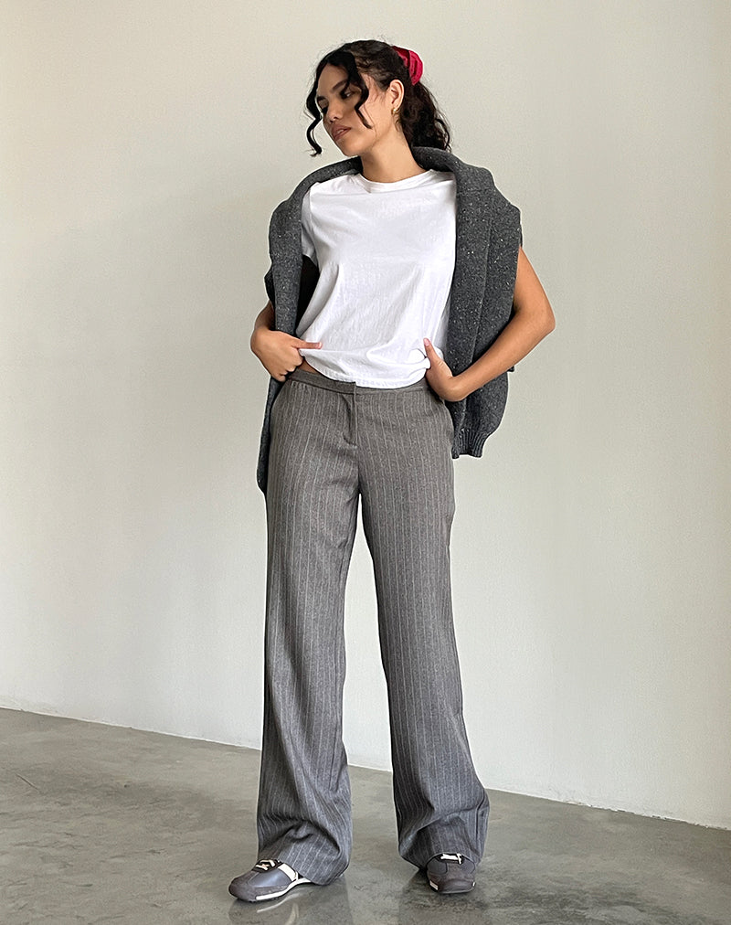 Pantaloni eleganti Jaliba in gessato grigio sartoriale