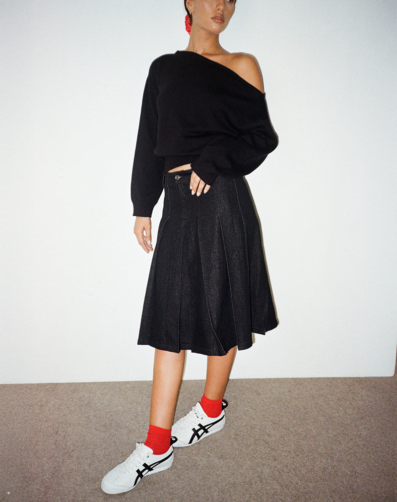 Immagine di Sanjani Midi Skirt in Chambray scuro