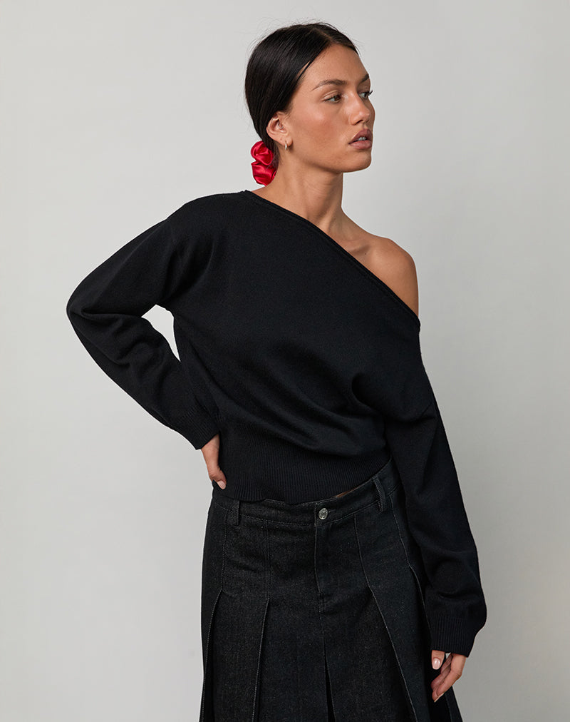 Jalira, maglione asimmetrico a righe nero