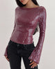 Image of Jalwa Long Sleeve Top in Sequin Maroon