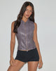 Immagine di Janae Gilet Top in PU Distressed Washed Plum