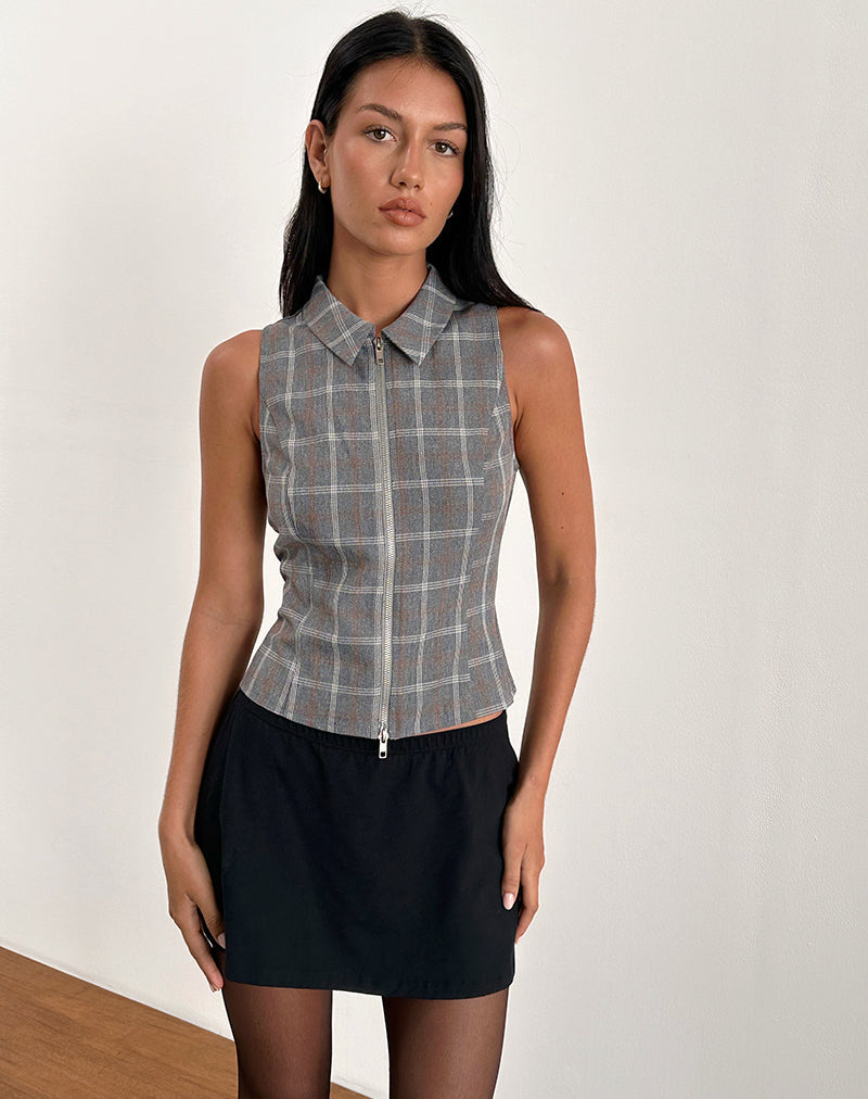 Immagine di Janae Zip Gilet Top in Grigio Check