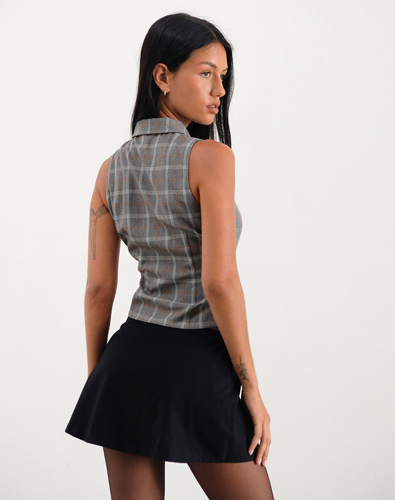 Immagine di Janae Zip Gilet Top in Grigio Check