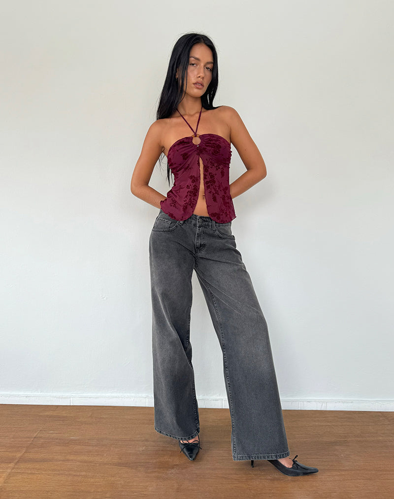 Immagine di Janar Top in fiore botanico Maroon