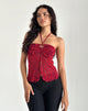 Immagine di Janar Top a collo alto in Grunge Flower Flock Rosso