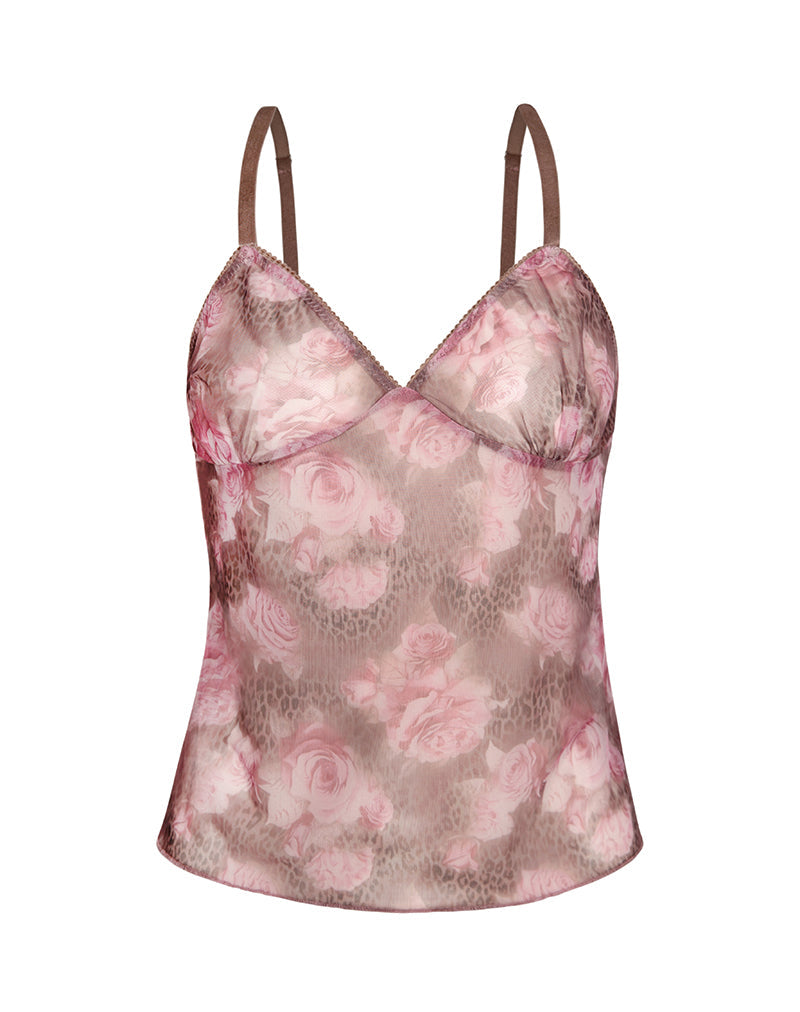 Immagine di Janari Cami Top in Mesh Rose Leopard
