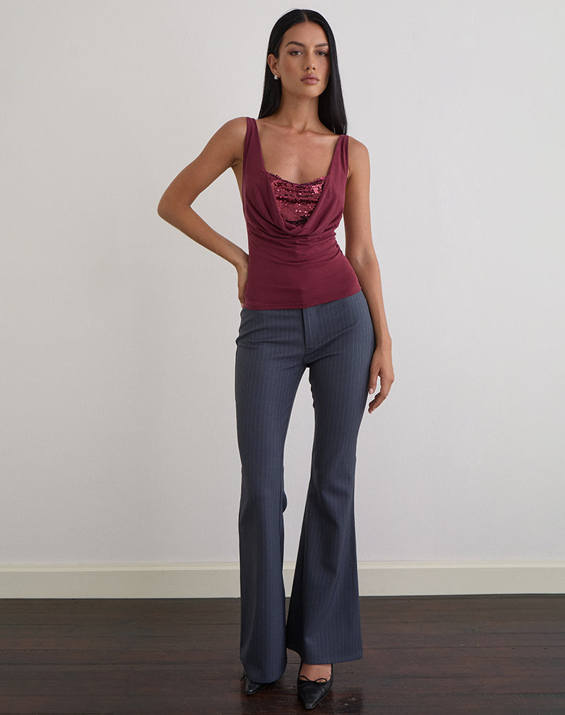 Immagine di Janice Top in jersey di paillettes Borgogna