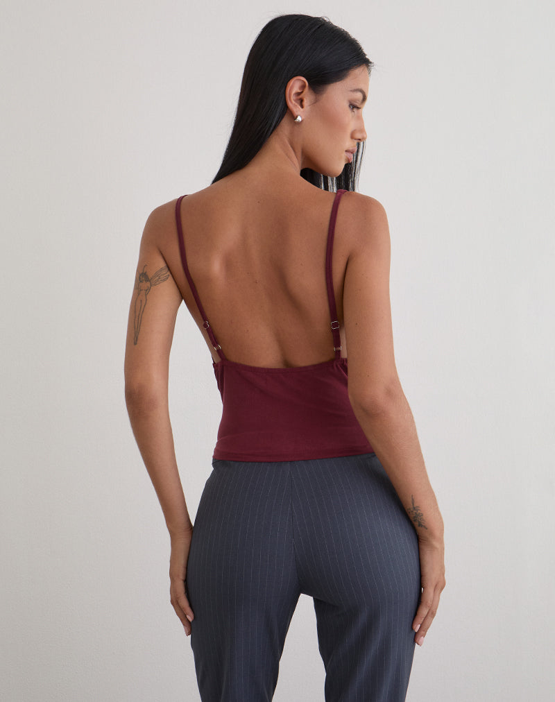 Immagine di Janice Top in jersey di paillettes Borgogna