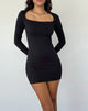 Immagine di Janjisu Mini abito in lycra Bodycon a maniche lunghe in nero