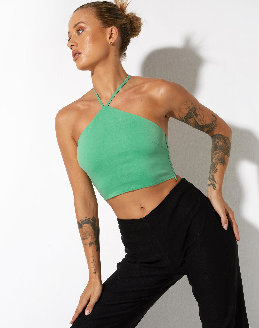 Crop Top Janli in verde sartoriale