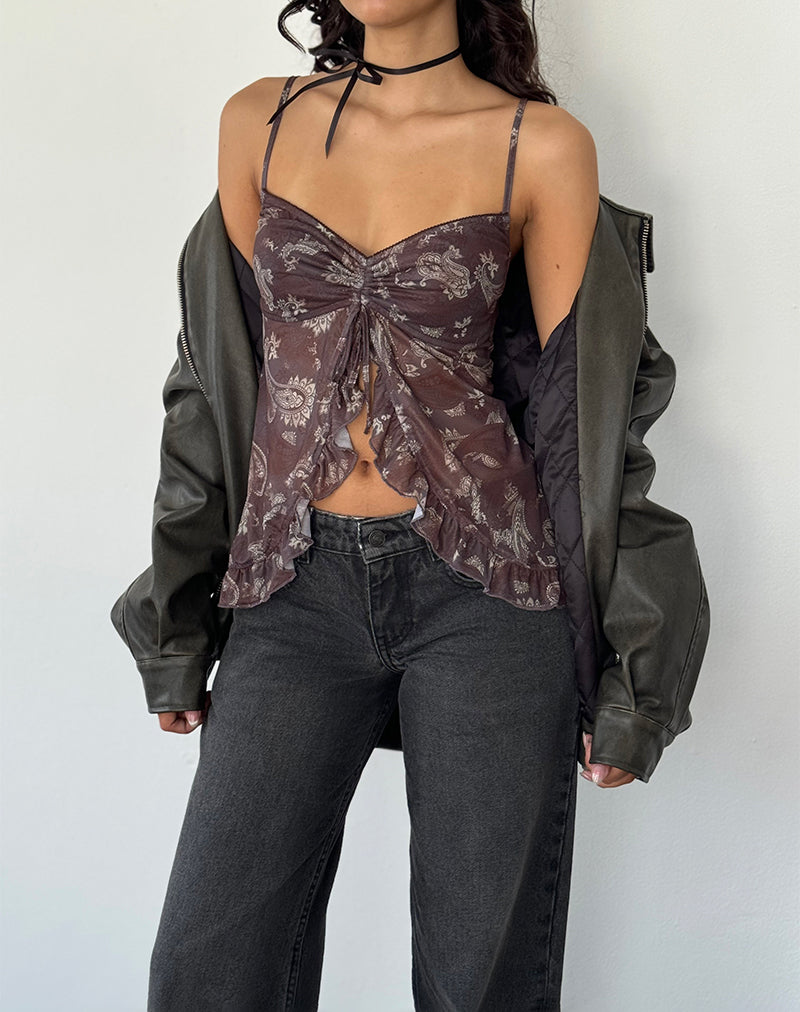 Immagine di Jaraga Butterfly Top in Paisley nero tono su tono