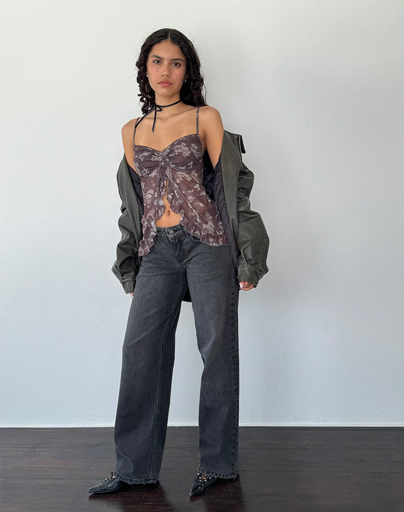 Immagine di Jaraga Butterfly Top in Paisley nero tono su tono