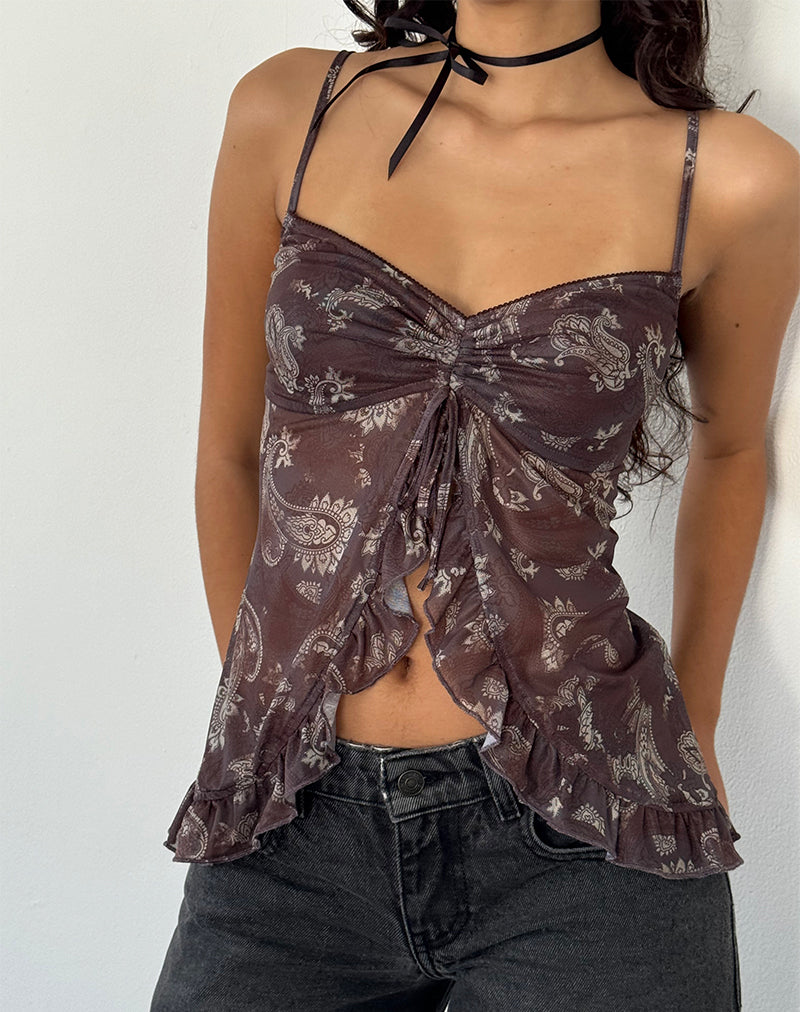 Top a farfalla Jaraga in paisley nero tonale