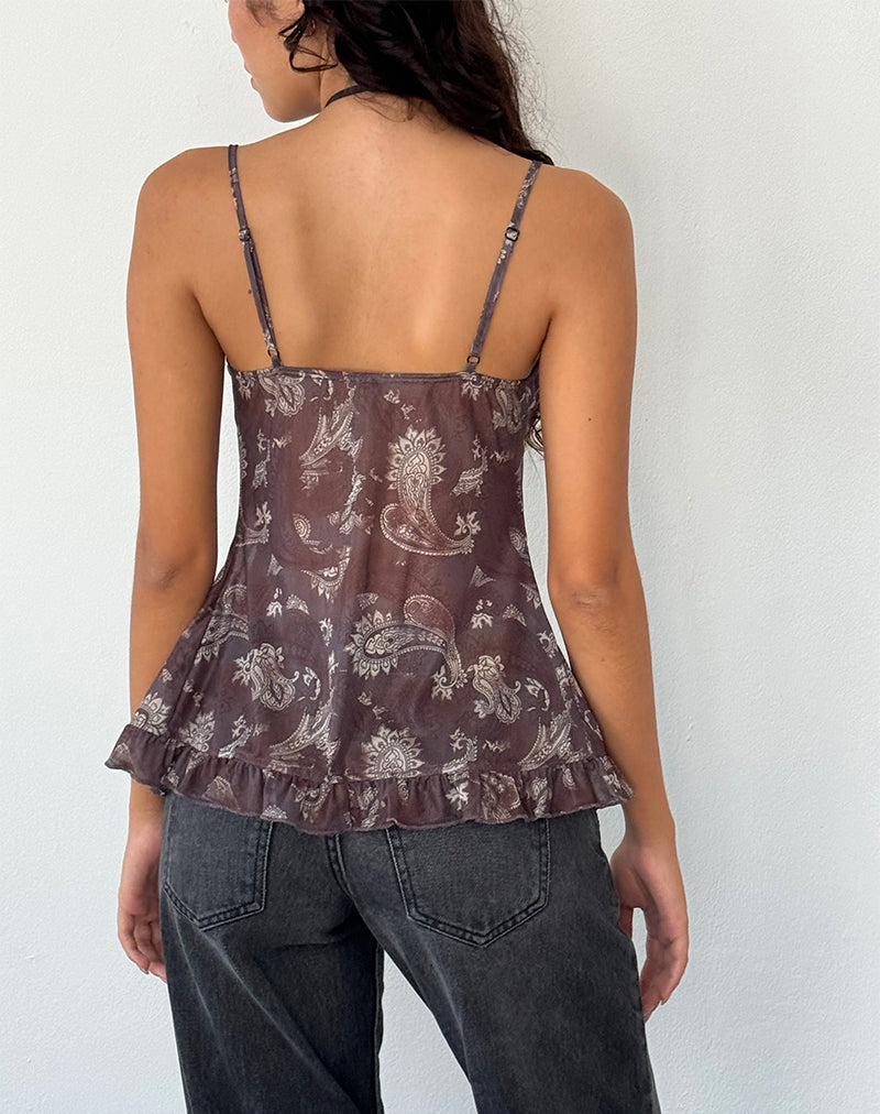 Immagine di Jaraga Butterfly Top in Paisley nero tono su tono